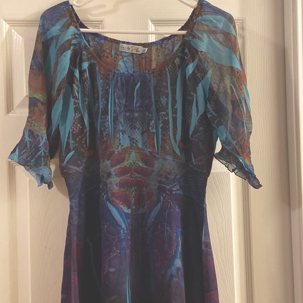 Unity World Wear Sheer Purple Multi Color Dress